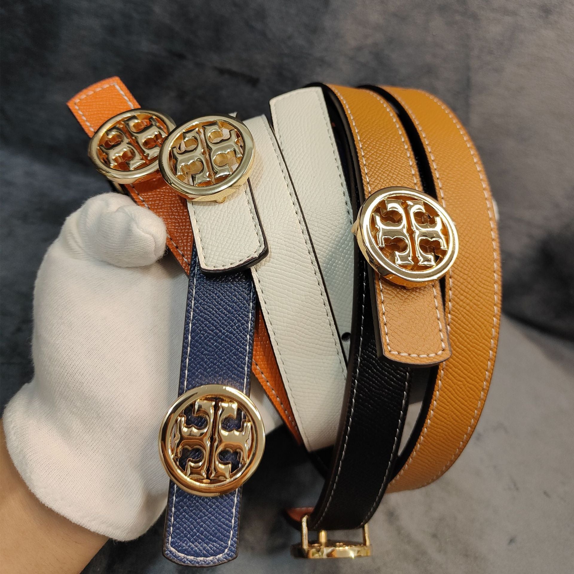 TB Buckle Genuine Leather Reversible Belt