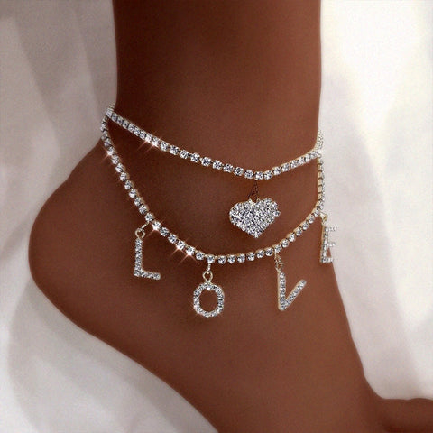 Love Heart Anklet Gold
