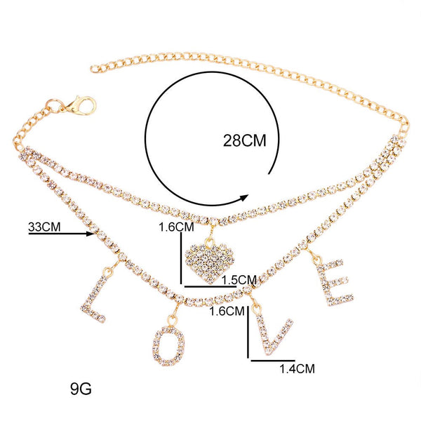 Love Heart Anklet Gold