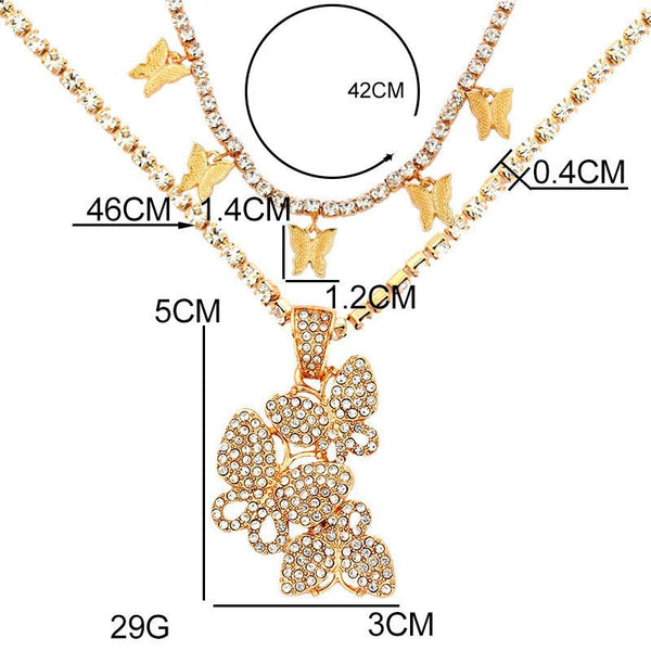 Layered Butterfly Pendant Necklace