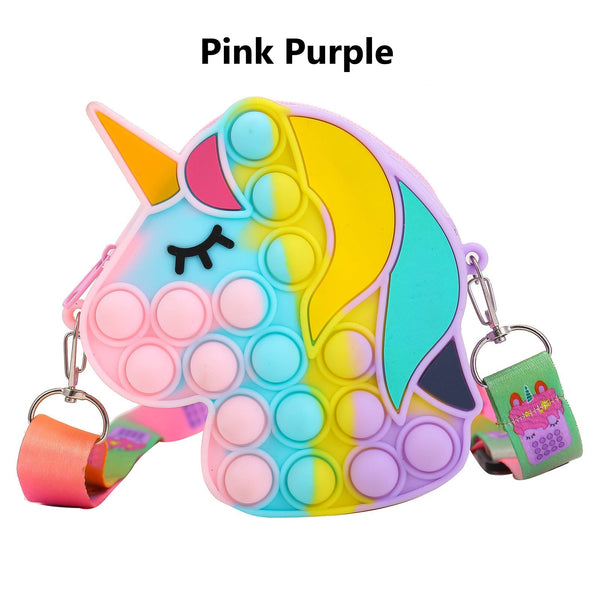 Children Mini Unicorn Pop It Silicone Bag