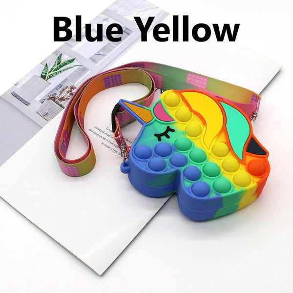 Children Mini Unicorn Pop It Silicone Bag