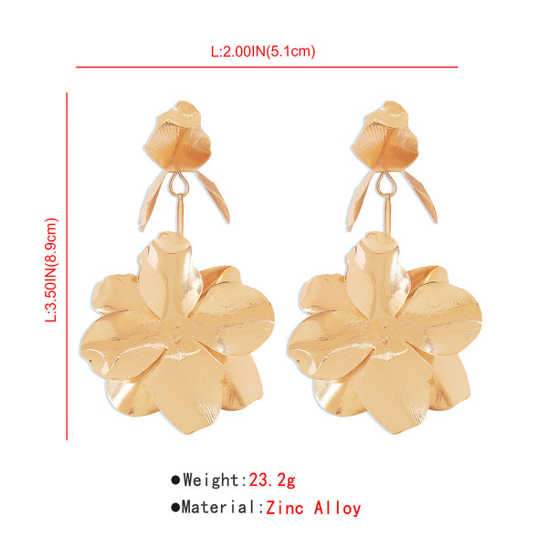 Exaggerated Flower Metal Earrings