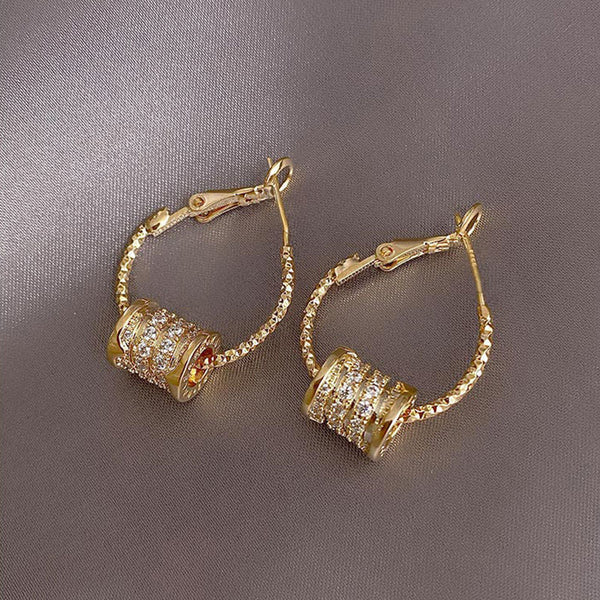 Diamond Barrel Hoop Earrings