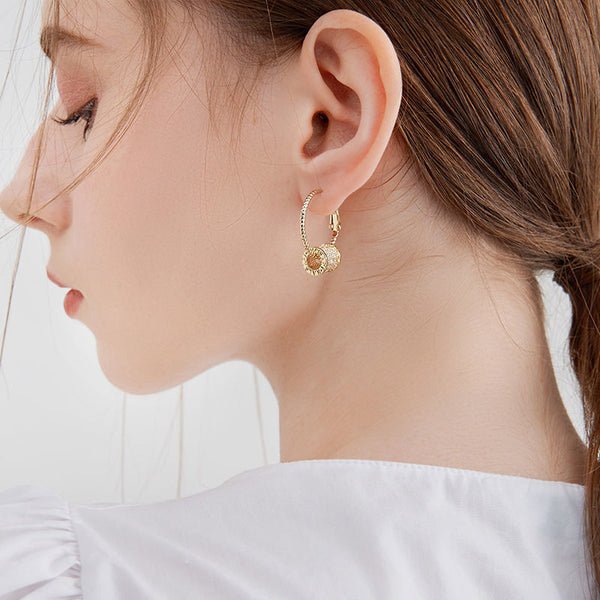 Diamond Barrel Hoop Earrings