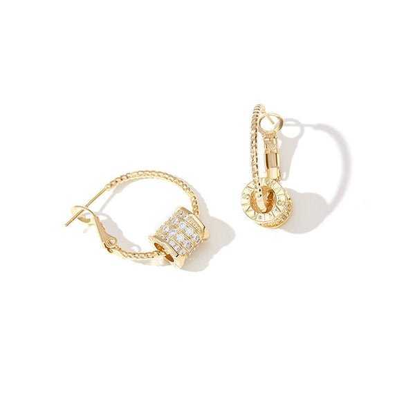 Diamond Barrel Hoop Earrings