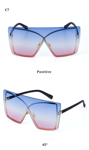 Fashion Oversized Rimless Sunglasses