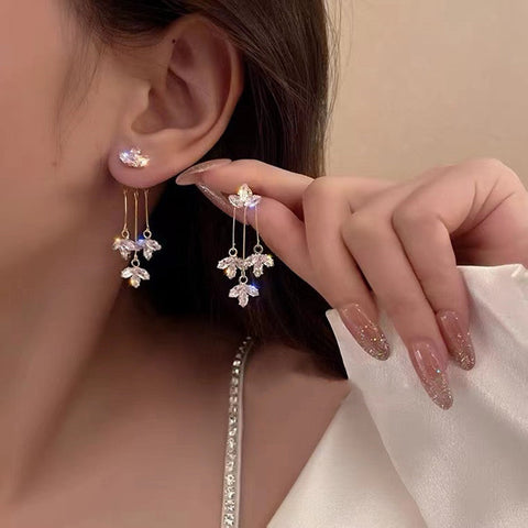 Flash Zircon Leaf Earrings