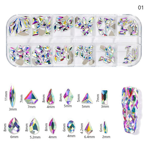 Flat Bottom Diamond Nail Decorations