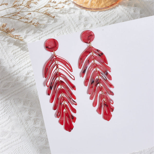 Acrylic Long Leaf Earrings