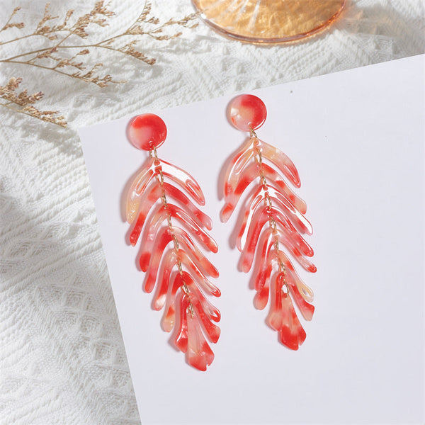 Acrylic Long Leaf Earrings