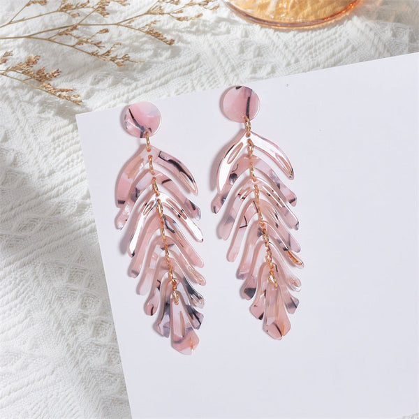 Acrylic Long Leaf Earrings