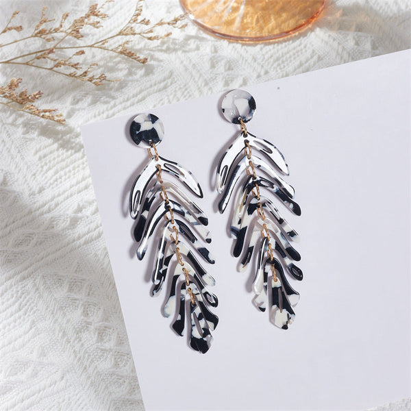 Acrylic Long Leaf Earrings
