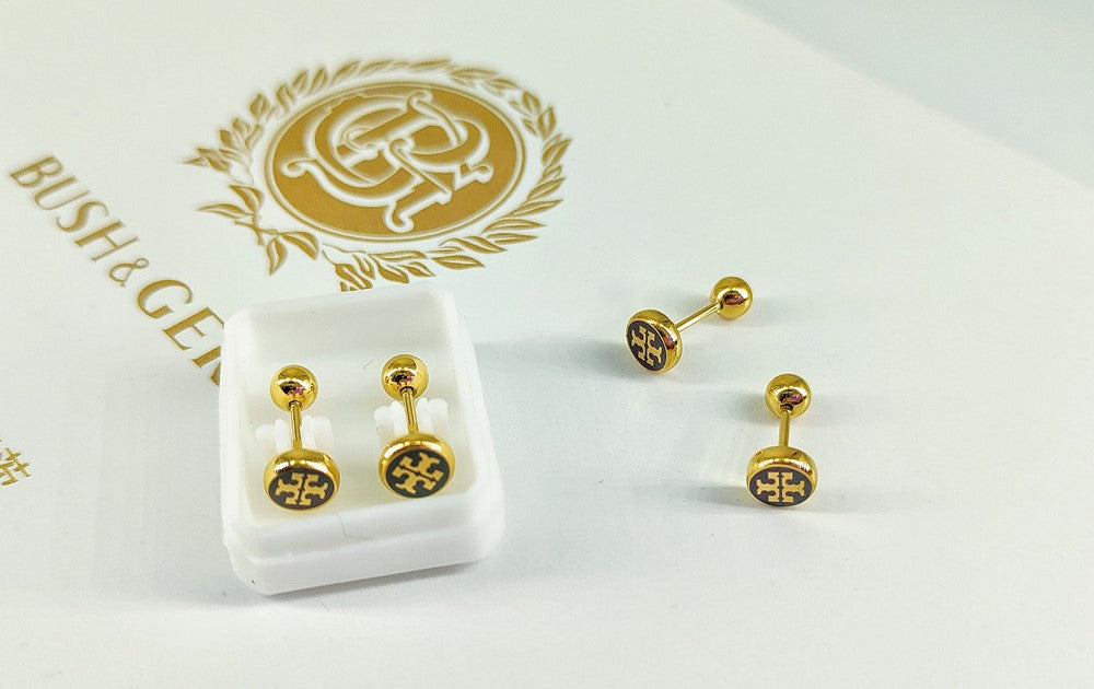 Black Titanium Steel TB Earrings
