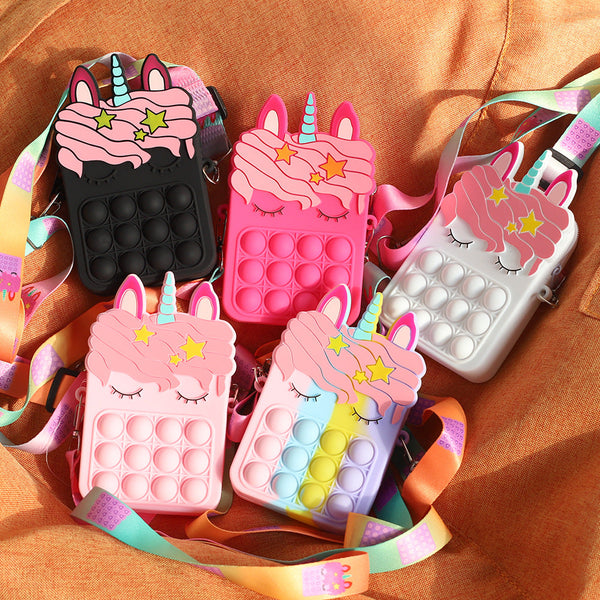 Children Large Unicorn Silicone Messenger Bag