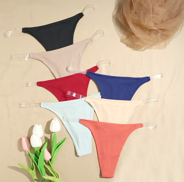 Clear Strap Thong Panties