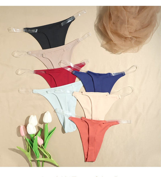 Clear Strap Thong Panties