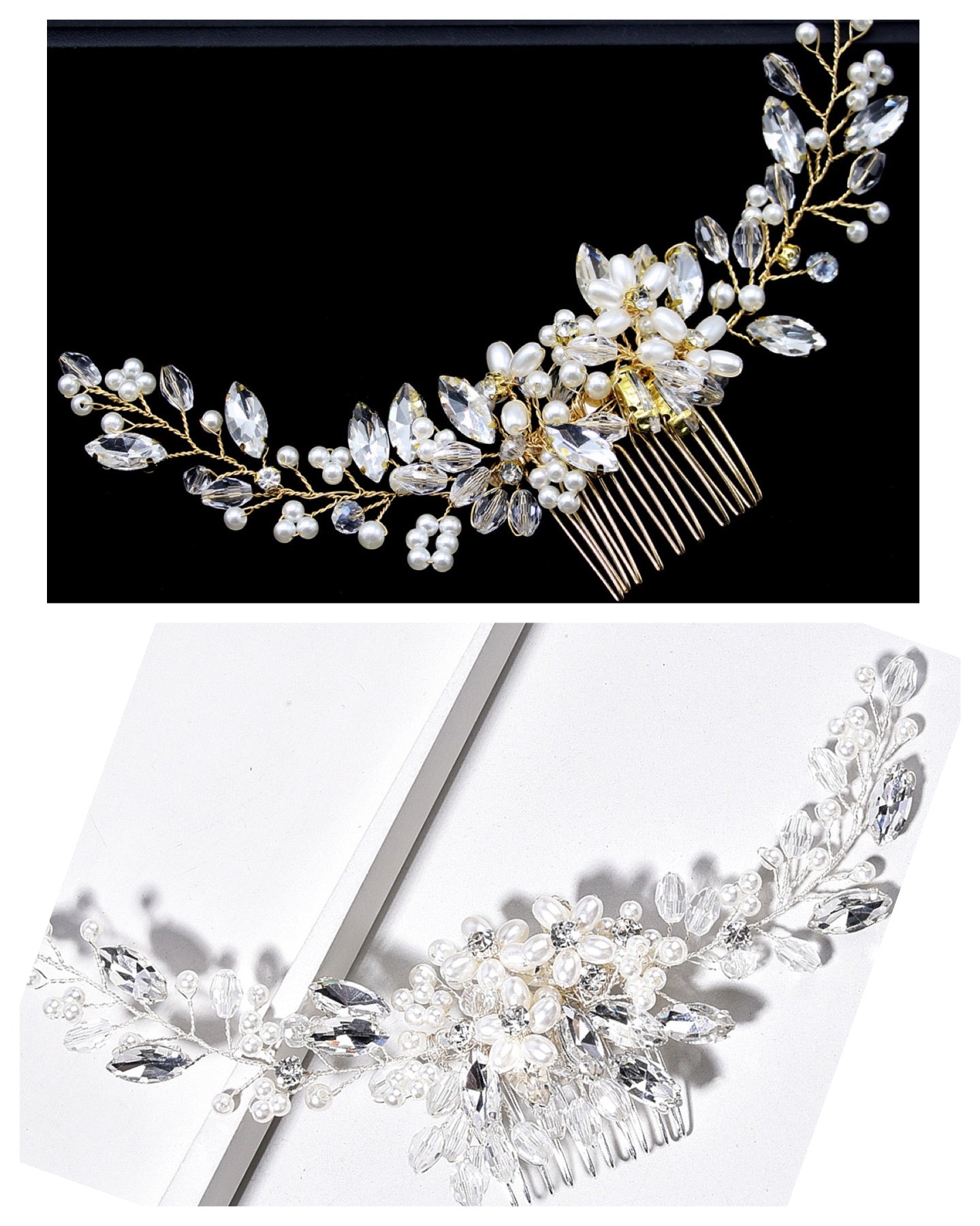Crystal & Pearl Hair Combs