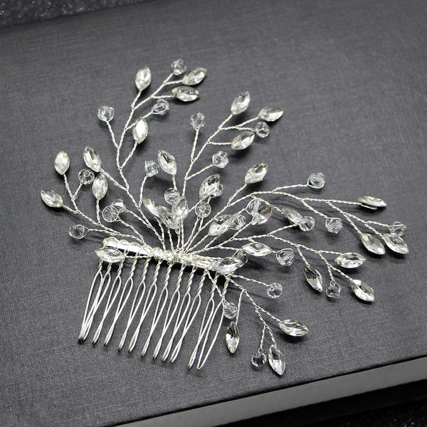 Crystal Beads & Pearl Hair Comb