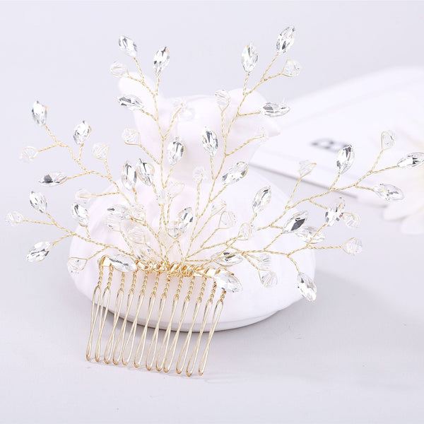 Crystal Beads & Pearl Hair Comb
