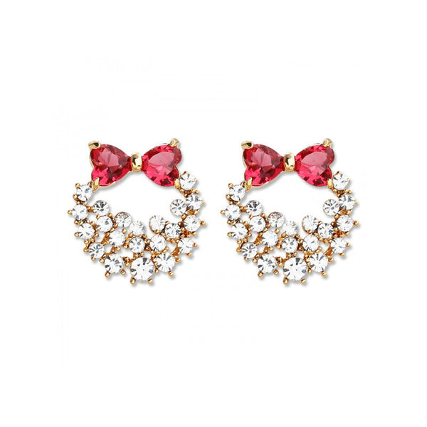 Crystal Heart Bowknot Stud Earrings
