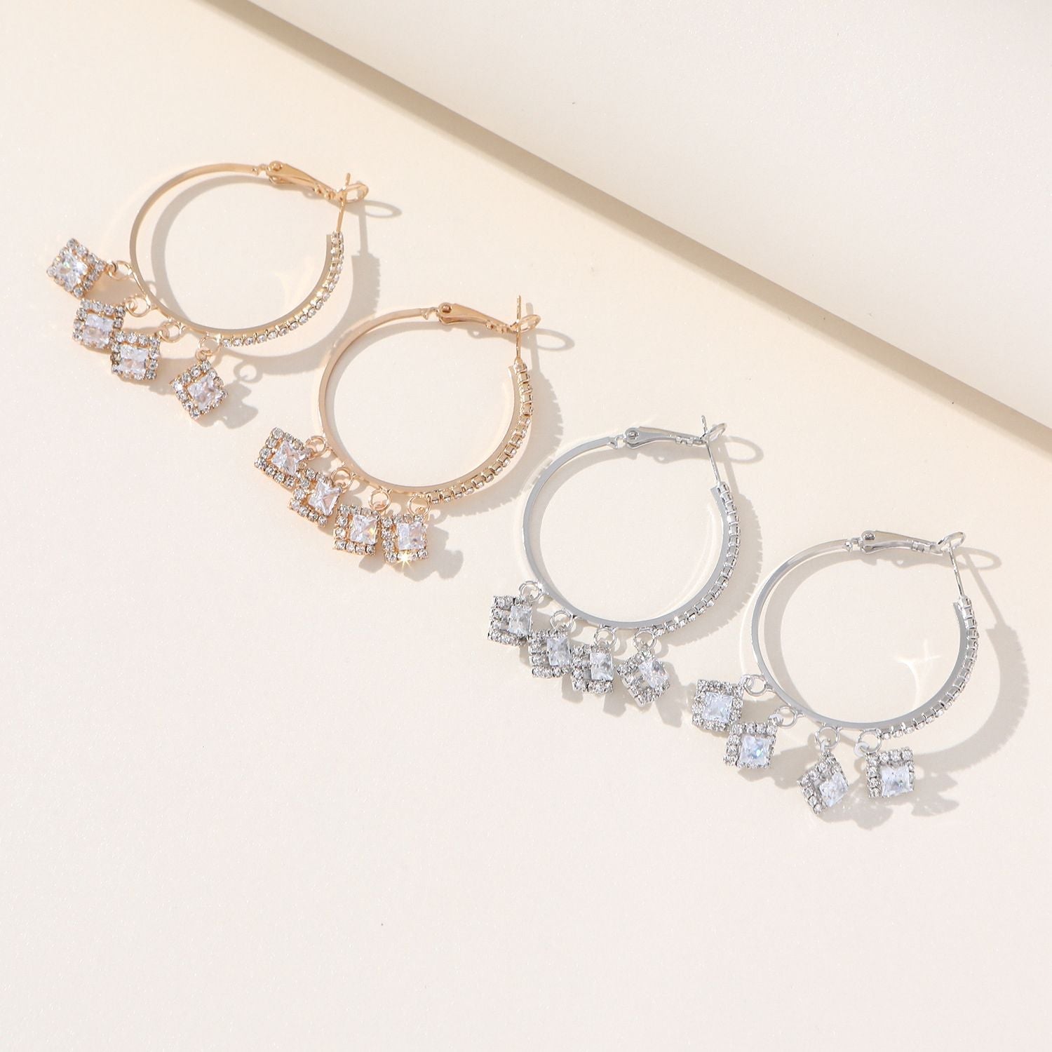 Crystal Hoop Drop Earrings