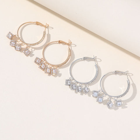Crystal Hoop Drop Earrings