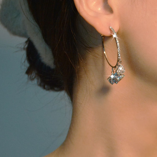 Crystal Hoop Drop Earrings