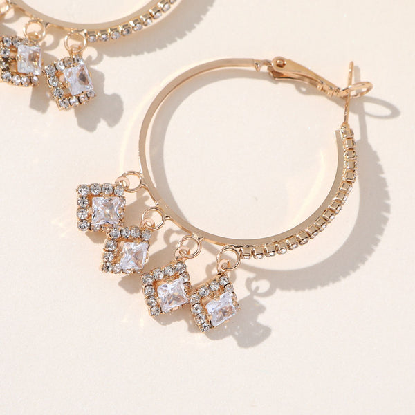 Crystal Hoop Drop Earrings