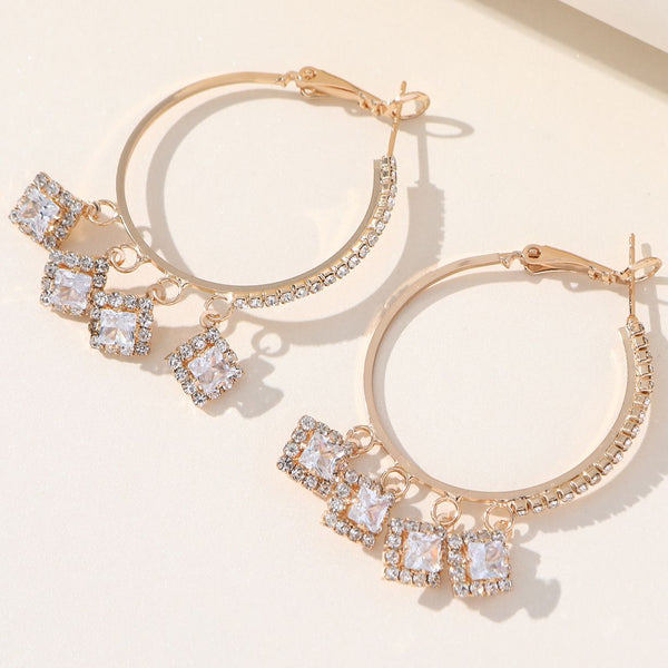 Crystal Hoop Drop Earrings