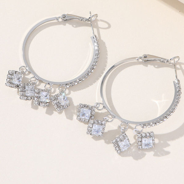 Crystal Hoop Drop Earrings
