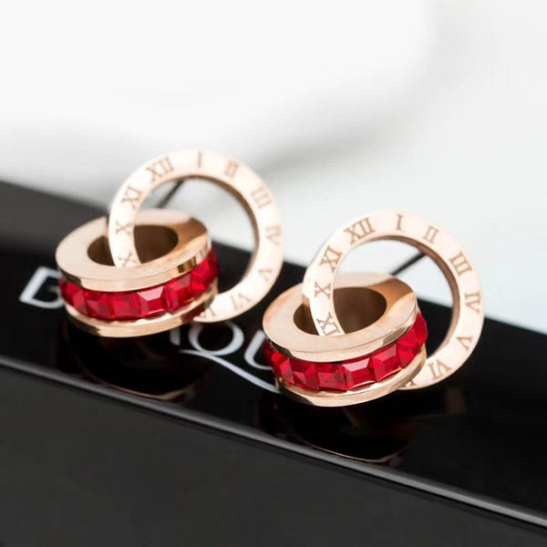 Double Hoop Diamante Stud
