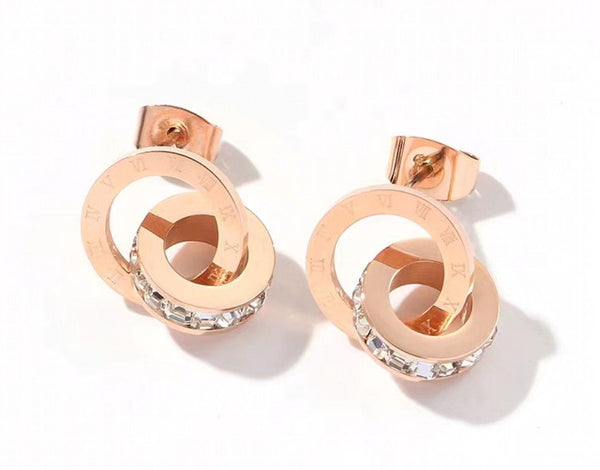 Double Hoop Diamante Stud