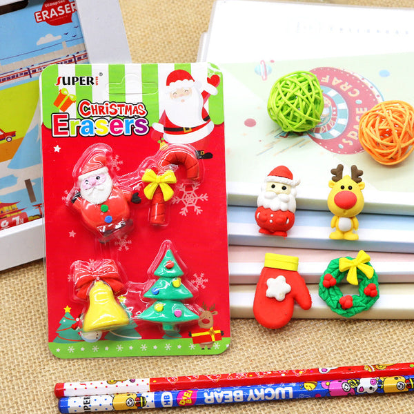 4 Pc Christmas Eraser