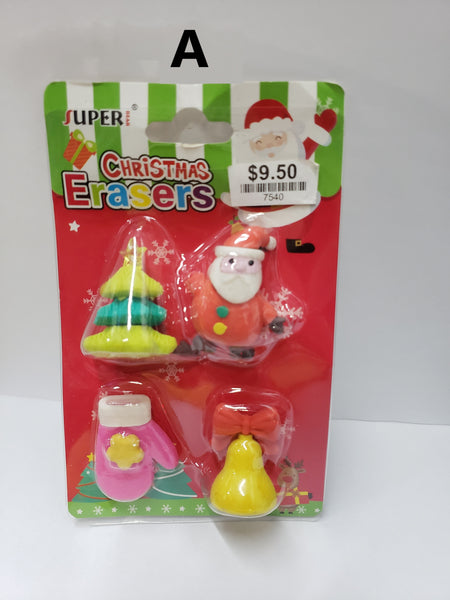 4 Pc Christmas Eraser
