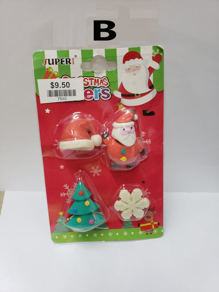 4 Pc Christmas Eraser