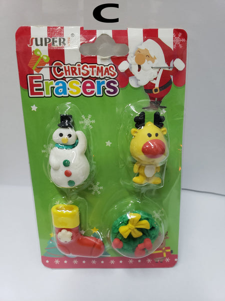 4 Pc Christmas Eraser