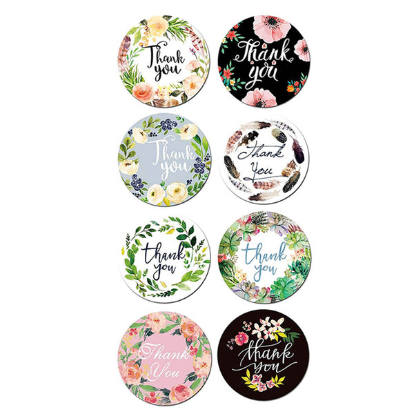 Round Floral Thank You Stickers CY11