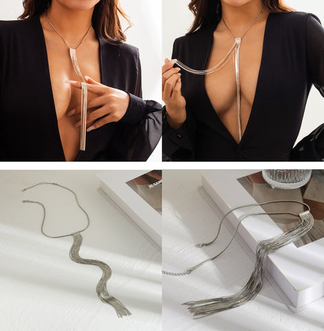 Long Woven Clavicle Necklace JS05607