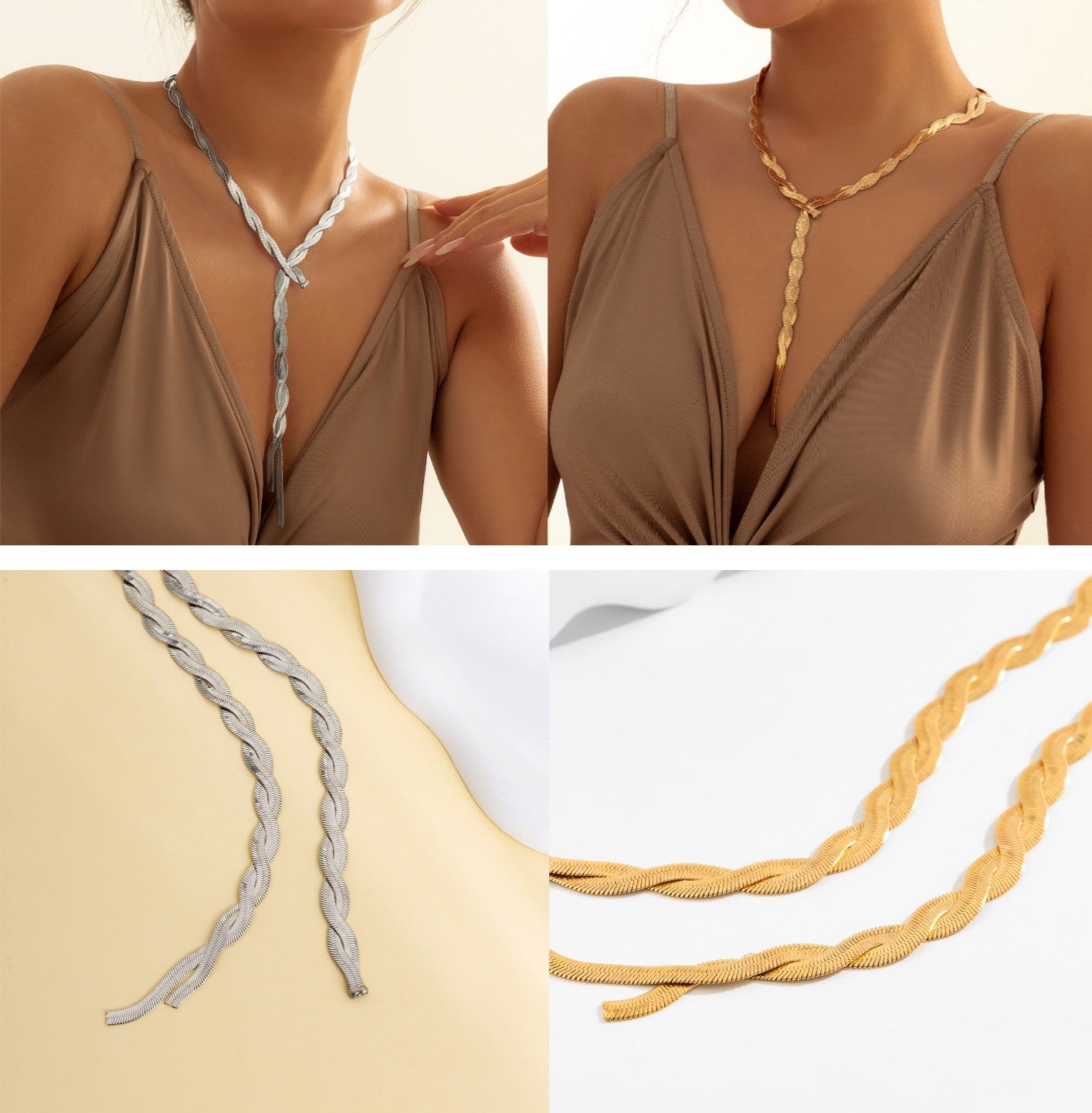 Long Woven Clavicle Necklace JS05599