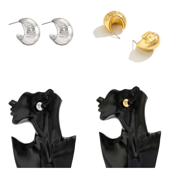 Metal C Shaped Earrings JS02903