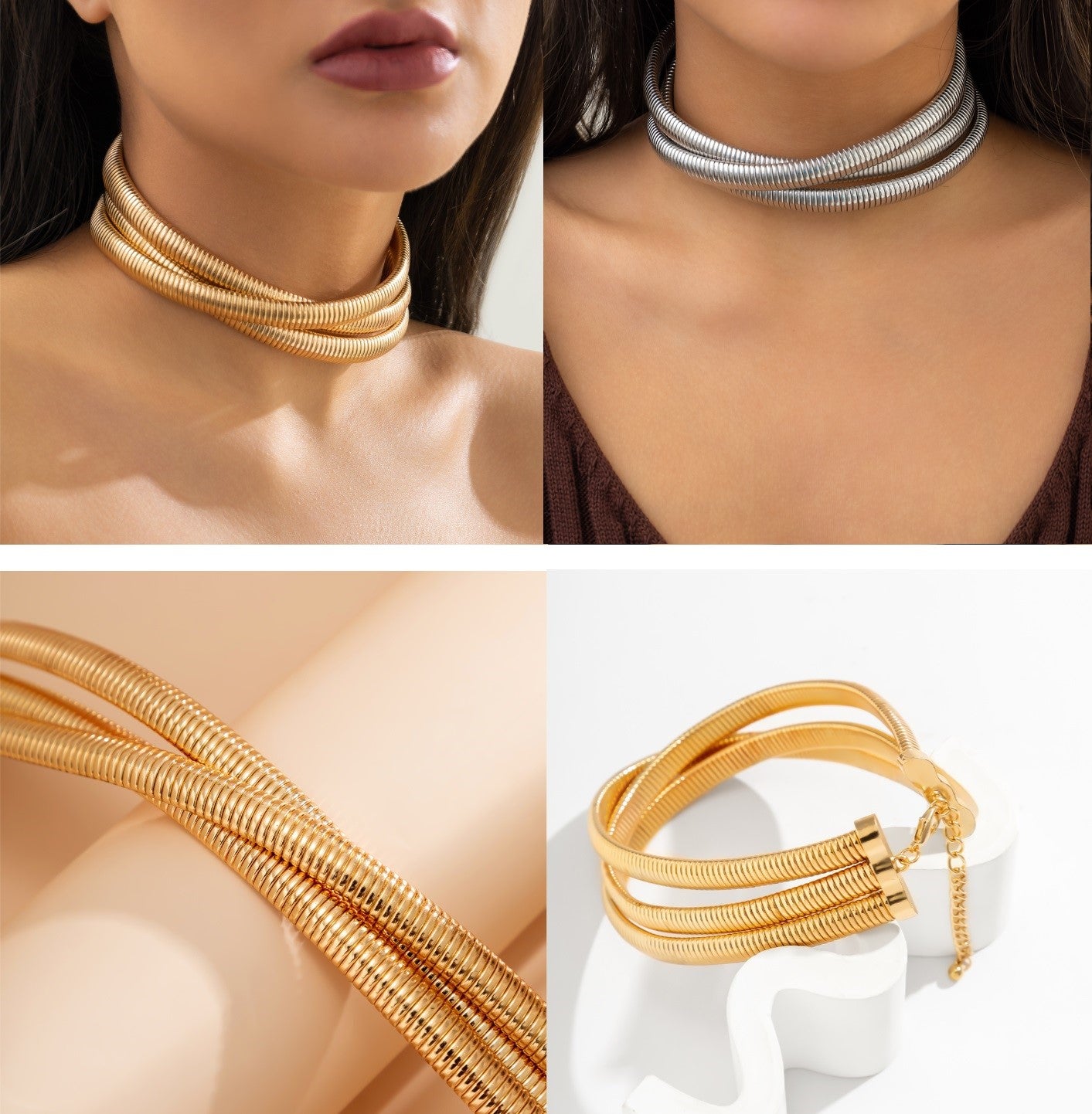 Thick Layered Choker Necklace JS05525