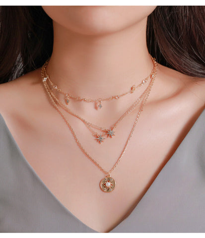 Multi-Layer Star Necklace 12089 Gold