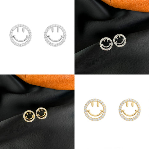 Round Smiley Face Stud Earrings
