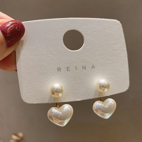 Pearl Double Hearts Earrings