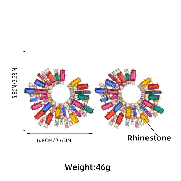 Flashy Sunflower Rhinestone Earrings