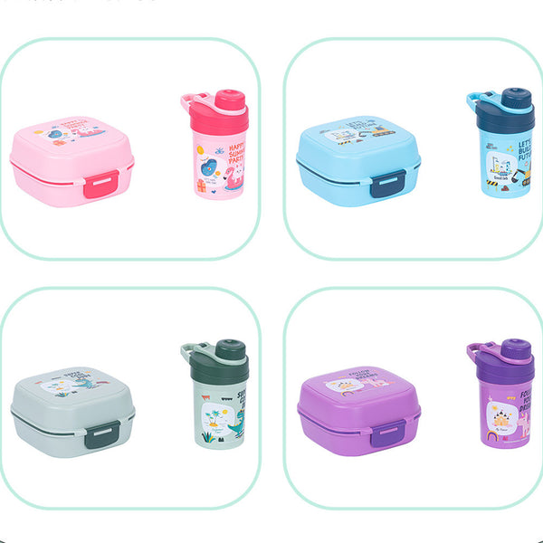 Cartoon Flip Top Square Lunch Box + Cup Set