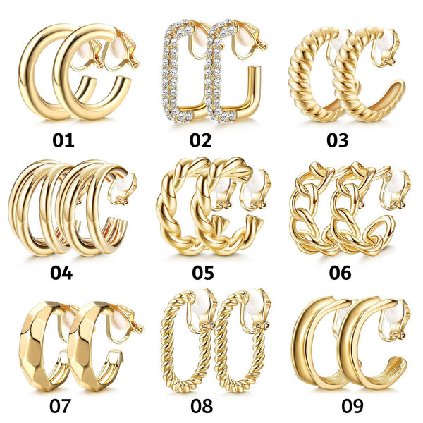 C Shaped Clip On Earrings 2