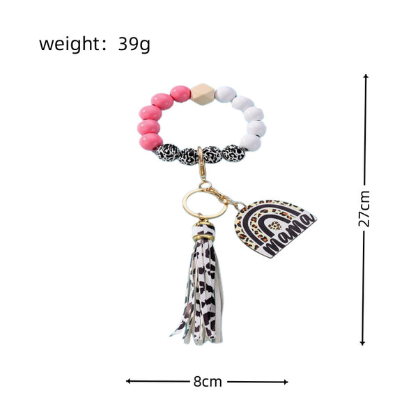 Mama Wooden Bead Bracelet Key Chain