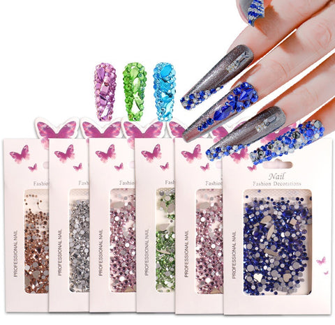 Nail Art Flat Bottom Diamonds Mixed Shapes